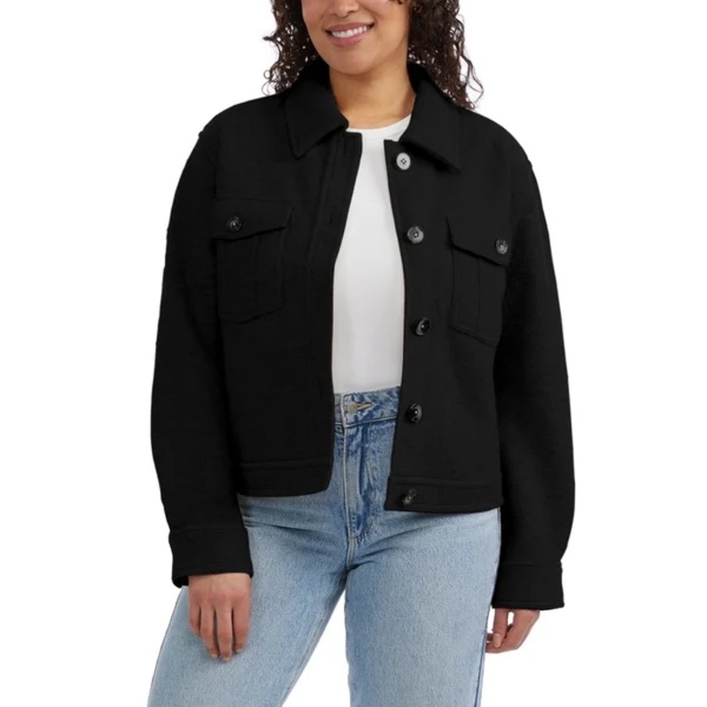 Hunter Women Black Button-Up Jacket - Classic Crop Workwear